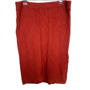 Marc New York by Andrew Marc Cable Knit Sweater Skirt Chili Burnt Orange Size XL